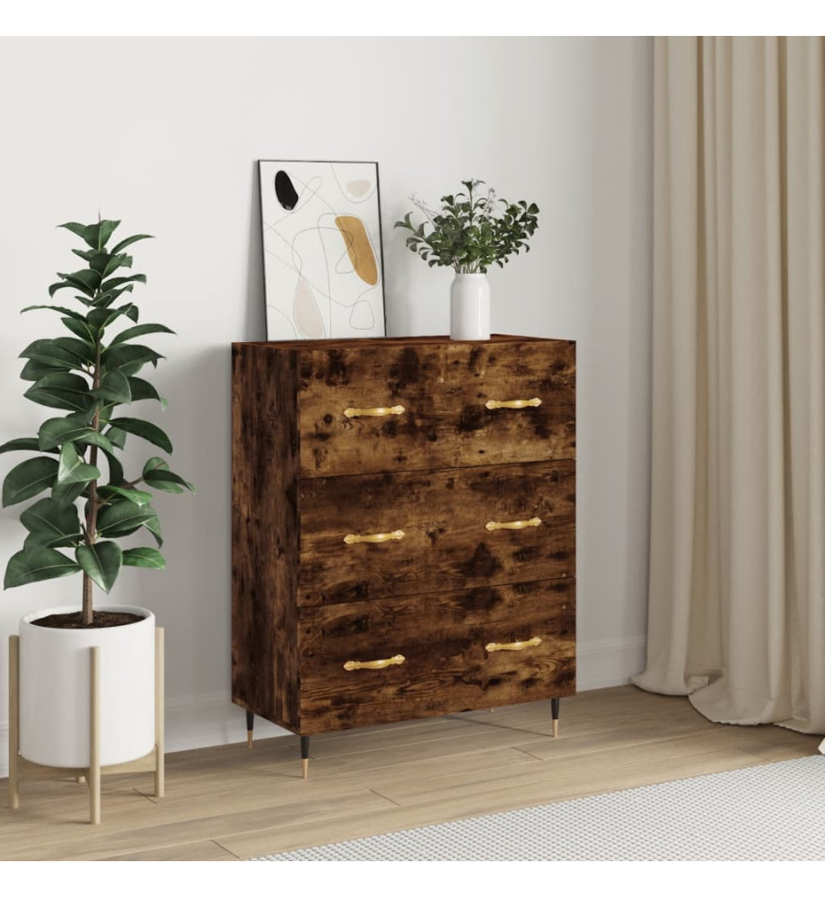 Buffet chêne fumé 69,5x34x90 cm bois d'ingénierie