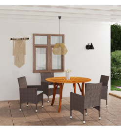 Ensemble de salle à manger de jardin 5 pcs Marron