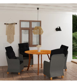 Ensemble de salle à manger de jardin 5 pcs Gris foncé