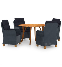 Ensemble de salle à manger de jardin 5 pcs Gris foncé