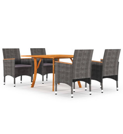 Ensemble de salle à manger de jardin 5 pcs Gris
