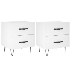 Tables de chevet 2 pcs blanc 40x35x47,5 cm bois d’ingénierie