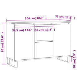 Buffet noir 104x35x70 cm bois d’ingénierie