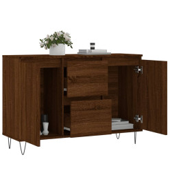 Buffet chêne marron 104x35x70 cm bois d'ingénierie