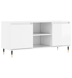 Meuble TV blanc brillant 104x35x50 cm bois d'ingénierie