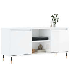 Meuble TV blanc brillant 104x35x50 cm bois d'ingénierie