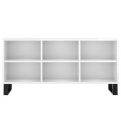 Meuble TV blanc brillant 103,5x30x50 cm bois d'ingénierie