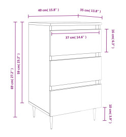 Table de chevet chêne fumé 40x35x69 cm bois d’ingénierie