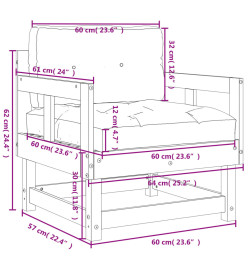 Chaises de jardin avec coussins lot de 2 bois massif douglas