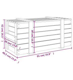 Boîte de rangement Marron miel 91x40,5x42 cm Bois massif pin