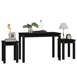 Tables gigognes 3 pcs Noir Bois de pin massif