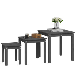 Tables gigognes 3 pcs Gris Bois de pin massif