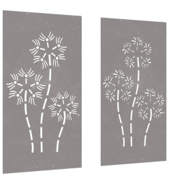 Décorations murales de jardin 2pcs 105x55 cm design de fleur