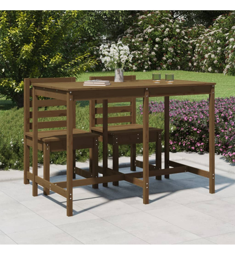 Table de jardin marron miel 159,5x82,5x110cm bois massif de pin