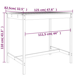 Table de jardin 121x82,5x110 cm bois massif de douglas