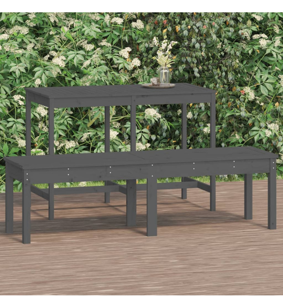 Banc de jardin à 2 places gris 159,5x44x45cm bois massif de pin