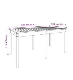 Table de jardin gris 159,5x82,5x76 cm bois massif de pin