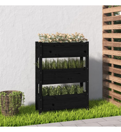 Jardinière Noir 77x25x104,5 cm Bois massif de pin