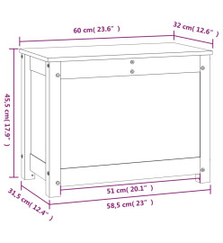 Boîte de rangement Gris 60x32x45,5 cm Bois massif de pin