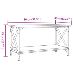 Table basse Chêne marron 80x45x45 cm Bois d'ingénierie et fer