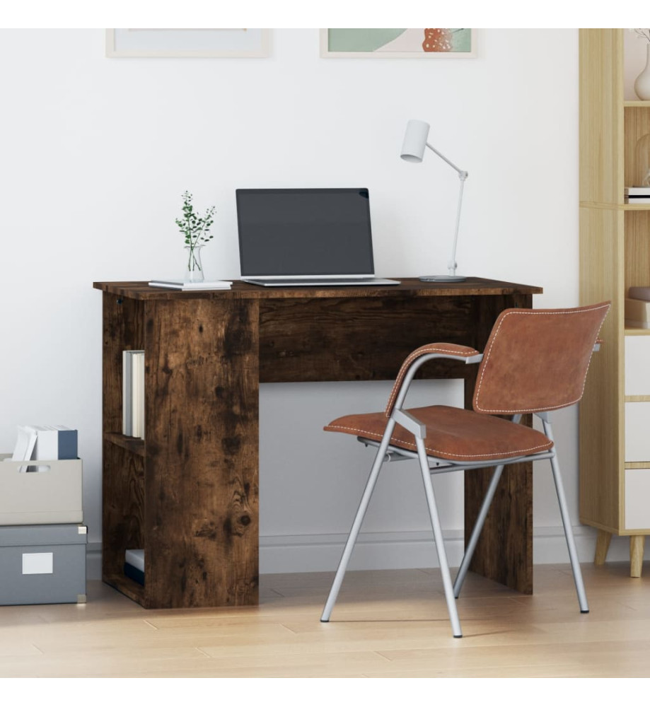 Bureau chêne fumé 100x55x75 cm bois d'ingénierie