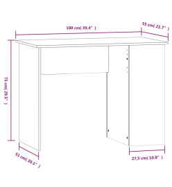 Bureau chêne fumé 100x55x75 cm bois d'ingénierie