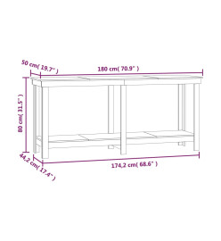 Banc de travail Marron miel 180x50x80 cm Bois de pin massif