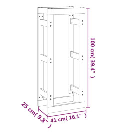 Support pour bois de chauffage Noir 41x25x100 cm Bois de pin