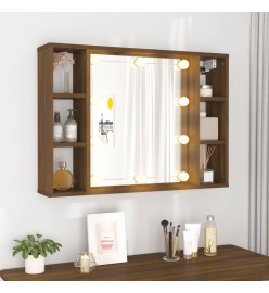 Armoire à miroir avec LED Chêne marron 76x15x55 cm