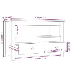 Meuble TV Gris 79x35x52 cm Bois de pin massif