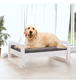 Lit pour chien Blanc 75,5x55,5x28 cm Bois de pin solide