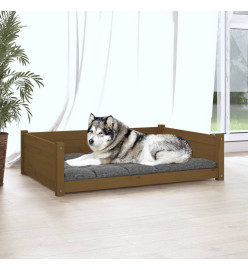 Lit pour chien Marron miel 105,5x75,5x28 cm Bois de pin solide