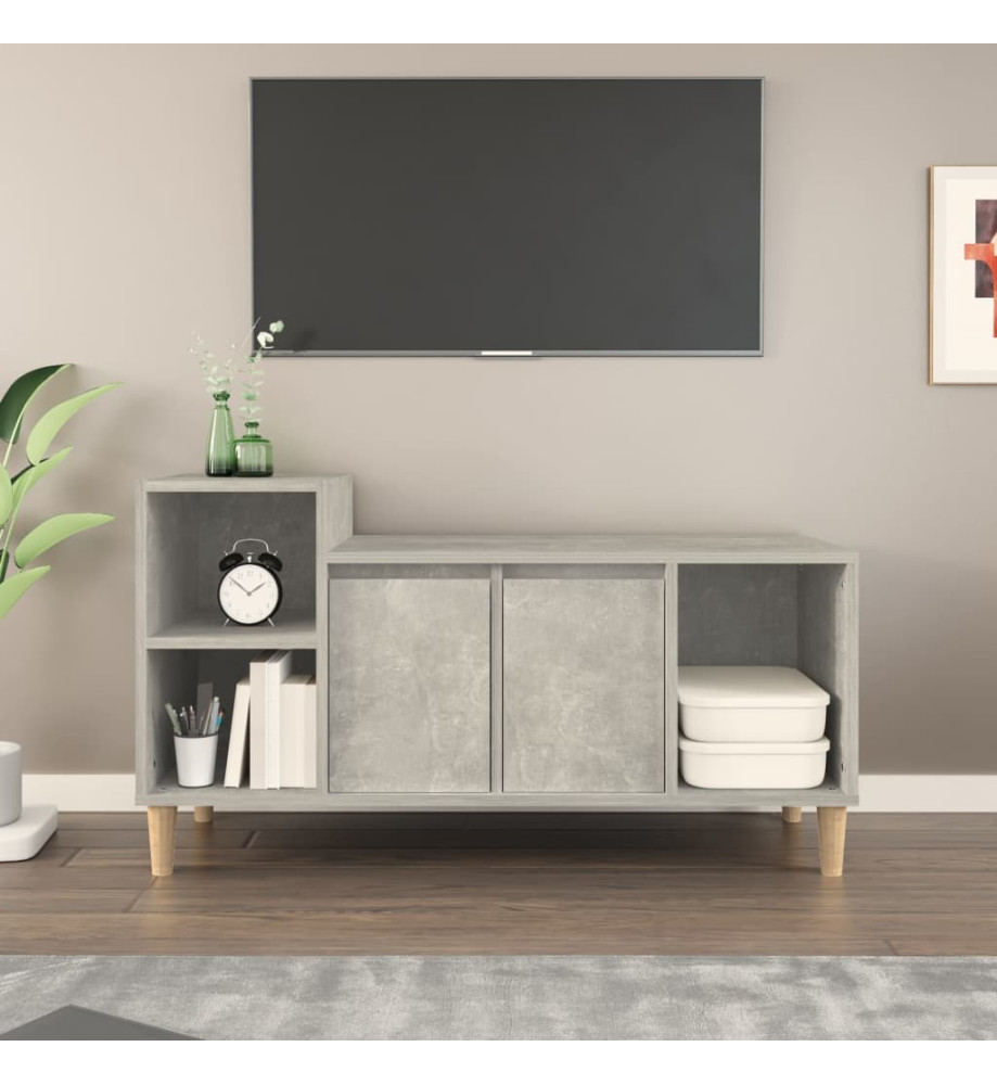 Meuble TV Gris béton 100x35x55 cm Bois d'ingénierie