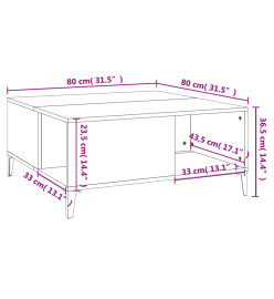 Table basse chêne sonoma 80x80x36,5 cm bois d'ingénierie