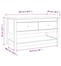 Table basse Marron miel 102x49x55 cm Bois massif de pin