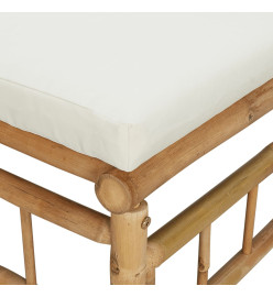 Canapés d'angle de jardin avec coussins blanc crème 2pcs bambou