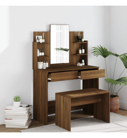 Coiffeuse avec miroir Chêne marron 96x40x142 cm