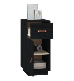 Buffet Noir 34x40x75 cm Bois massif de pin