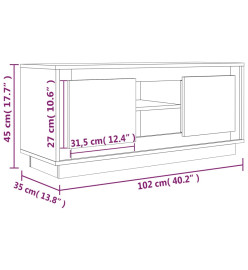 Meuble TV blanc brillant 102x35x45 cm bois d'ingénierie