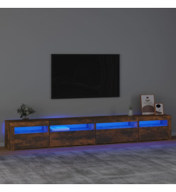 Meuble TV avec lumières LED Chêne fumé 270x35x40 cm