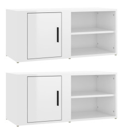 Meubles TV 2 pcs Blanc brillant 80x31,5x36 cm Bois d'ingénierie