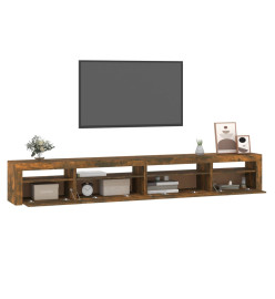 Meuble TV avec lumières LED Chêne fumé 270x35x40 cm