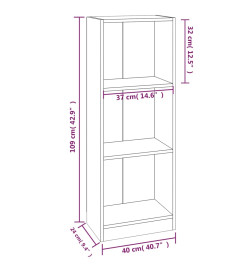 Bibliothèque 3 niveaux Chêne fumé 40x24x109cm Bois d'ingénierie