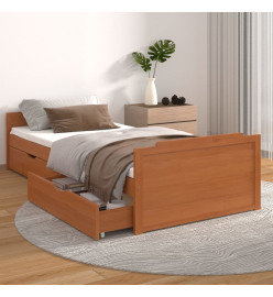 Cadre de lit avec tiroirs Marron miel Pin massif 90x200 cm