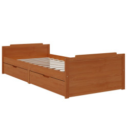 Cadre de lit avec tiroirs Marron miel Pin massif 90x200 cm