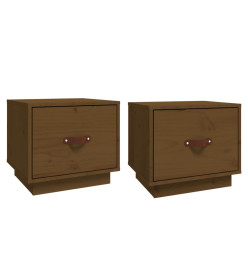 Tables de chevet 2pcs Marron miel 40x34x35cm Bois de pin massif