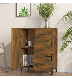 Buffet chêne fumé 69,5x34x90 cm bois d'ingénierie