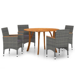 Ensemble de salle à manger de jardin 5 pcs Gris