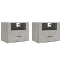 Tables de chevet murales 2 pcs Gris béton 50x36x40 cm