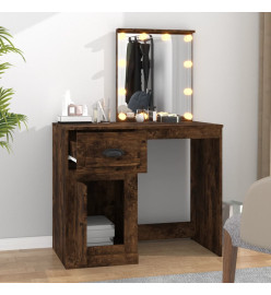 Coiffeuse avec LED chêne fumé 90x50x132,5 cm bois d'ingénierie